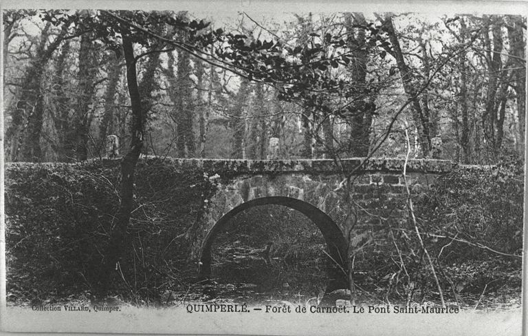 Forêt de Carnoët, le pont Saint-Maurice (détruit). Carte postale, vers 1900 (A.D. Finistère, 1 Fi)