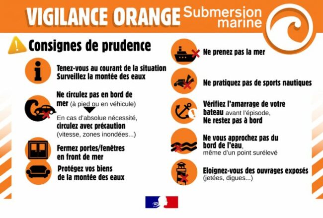 vigilance orange vagues submersion